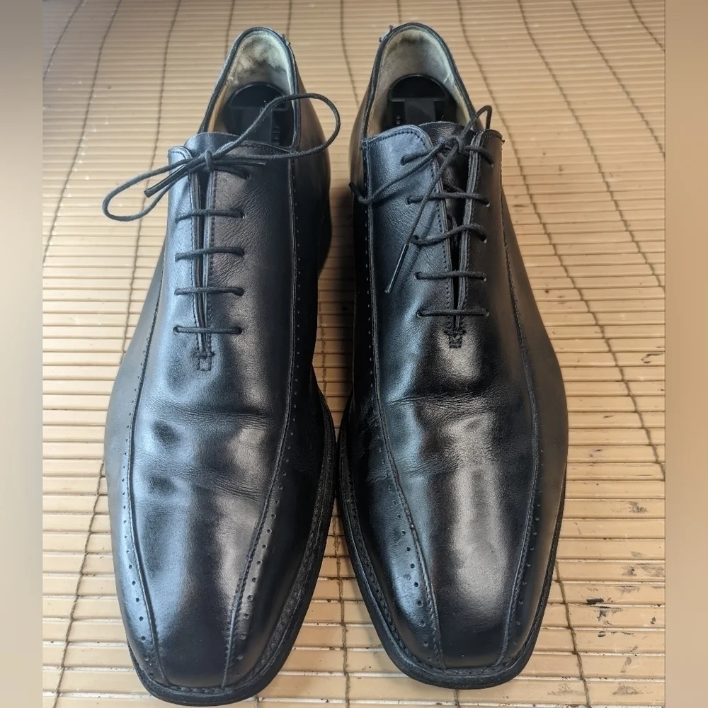 Barker Fine English Shoes Black Leather Derby Shoes Men's UK 10, US 11. Handmade